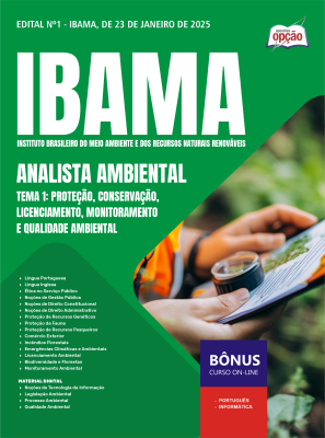 Apostila IBAMA em PDF - Analista Ambiental - Tema 1: Proteção, Conservação, Licenciamento, Monitoramento e Qualidade Ambiental 2025