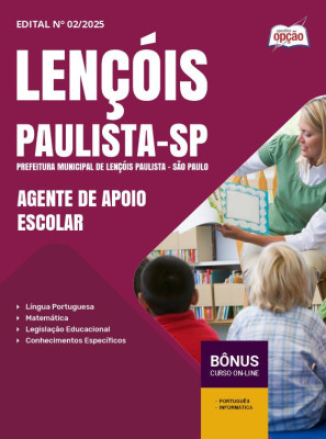 Apostila Prefeitura de Lençóis Paulista - SP em PDF - Agente de Apoio Escolar 2025