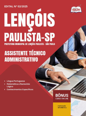 Apostila Prefeitura de Lençóis Paulista - SP em PDF - Assistente Técnico Administrativo 2025