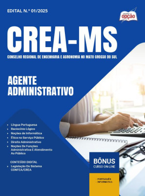 Apostila CREA-MS em PDF - Agente Administrativo 2025