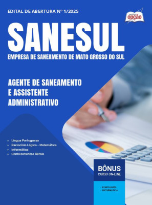 Apostila SANESUL em PDF - Agente de Saneamento e Assistente Administrativo 2025