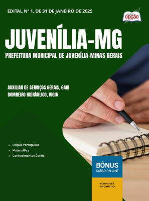 Apostila Prefeitura de Juvenília - MG 2025 - Auxiliar de Serviços Gerais, Gari, Bombeiro Hidráulico e Vigia