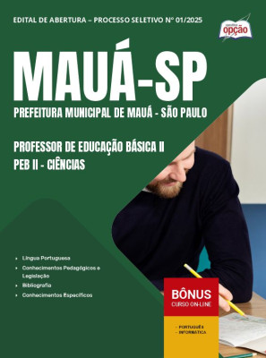 Apostila Prefeitura de Mauá - SP 2025 - Professor de Educação Básica II - PEB II - Ciências