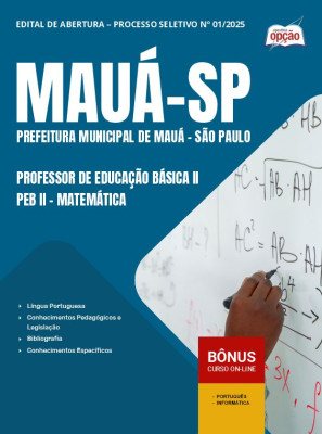 Apostila Prefeitura de Mauá - SP 2025 - Professor de Educação Básica II - PEB II - Matemática