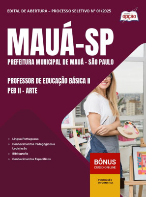 Apostila Prefeitura de Mauá - SP 2025 - Professor de Educação Básica II - PEB II - Arte