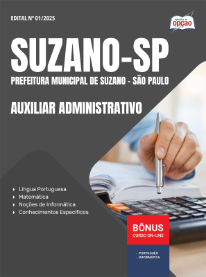 Apostila Prefeitura de Suzano - SP em PDF - Auxiliar Administrativo 2025