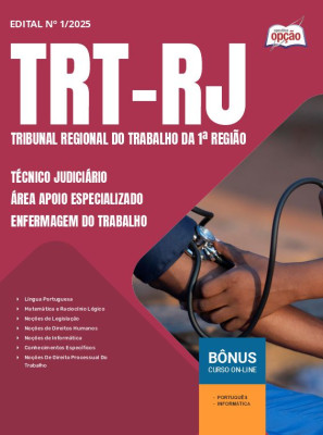 Apostila TRT-RJ 2025 - Técnico Judiciário - Área Apoio Especializado - Enfermagem do Trabalho