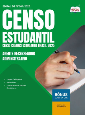 Apostila Censo Estudantil 2025 - Agente Recenseador - Administrativo