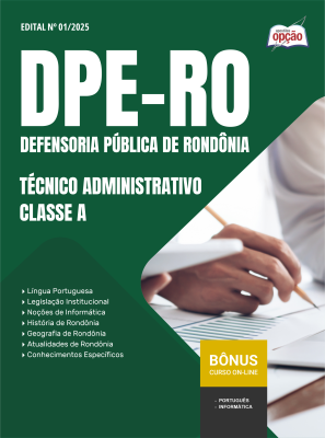 Apostila DPE-RO em PDF - Técnico Administrativo - Classe A 2025