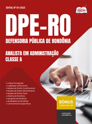 Apostila DPE-RO em PDF - Analista em Administração - Classe A 2025