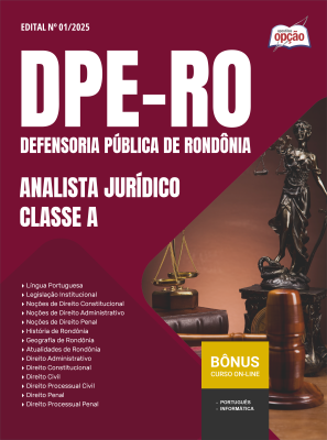 Apostila DPE-RO em PDF - Analista Jurídico - Classe A 2025