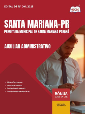 Apostila Prefeitura de Santa Mariana - PR em PDF - Auxiliar Administrativo 2025