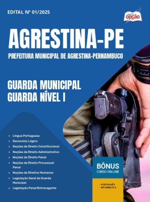 Apostila Prefeitura de Agrestina - PE em PDF - Guarda Municipal - Guarda Nível I 2025