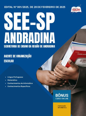 Apostila SEE-SP Andradina 2025 - Agente de Organização Escolar