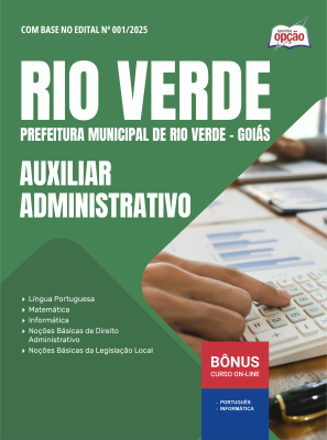 Apostila Prefeitura de Rio Verde - GO em PDF - Auxiliar Administrativo 2025