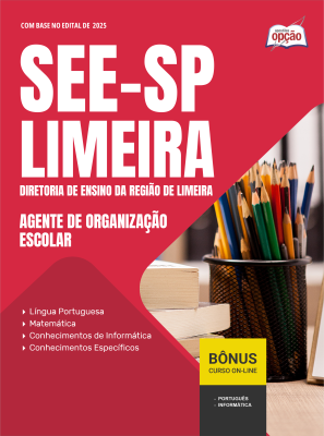 Apostila SEE-SP Limeira 2025 - Agente de Organização Escolar