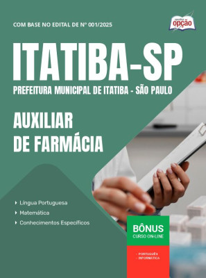 Apostila Prefeitura de Itatiba - SP em PDF - Auxiliar de Farmácia 2025