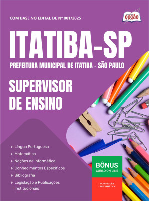 Apostila Prefeitura de Itatiba - SP em PDF - Supervisor de Ensino 2025