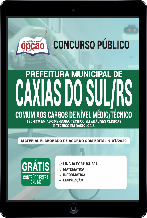 Apostila Prefeitura  de Caxias do Sul-RS PDF-Cargos Nív Medio/Tecnico