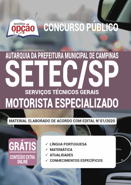 Apostila SETEC-SP 2021 - Motorista Especializado