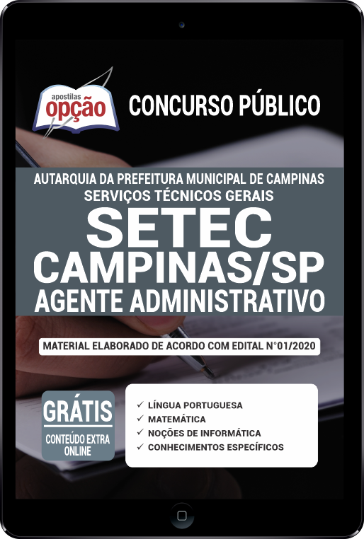 Apostila SETEC-SP PDF - Agente Administrativo 2021