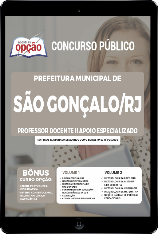 Apostila Prefeitura  de São Gonçalo - RJ PDF - Prof Docente II Apoio 2021