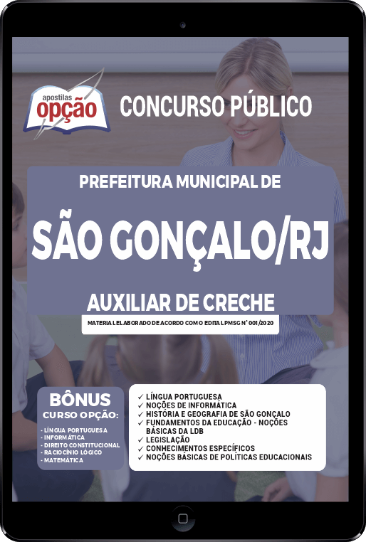 Apostila Prefeitura  de São Gonçalo - RJ em PDF - Auxiliar de Creche 2021