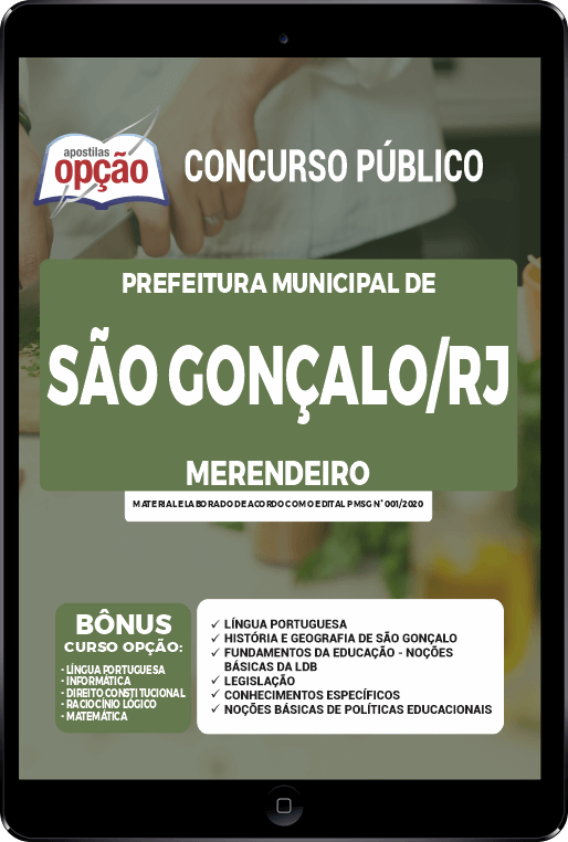 Apostila Prefeitura  de São Gonçalo - RJ em PDF - Merendeiro 2021