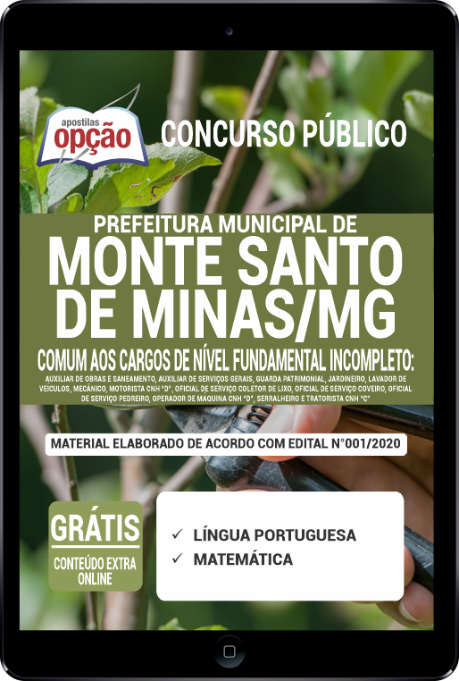 Apostila Prefeitura  de Monte Santo de Minas - MG PDF- Fundamental Incom