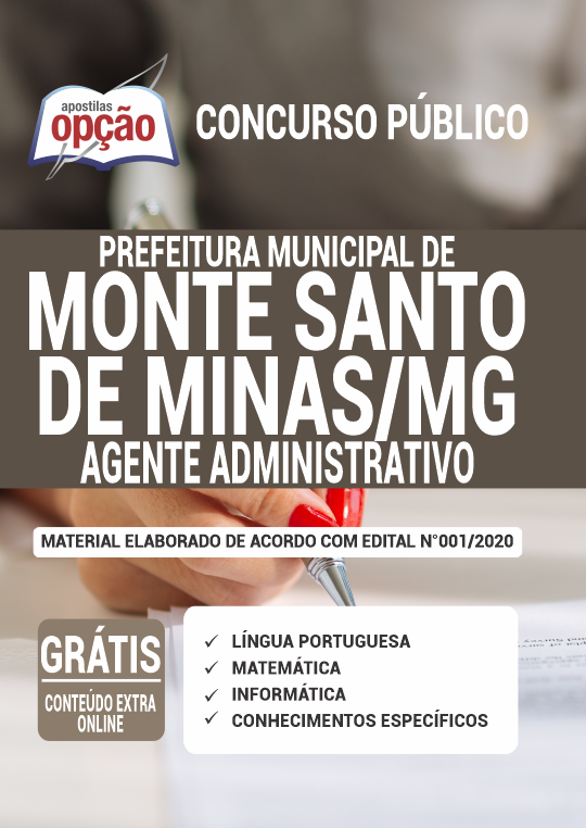 Apostila Prefeitura  de Monte Santo de Minas - MG -Agente Administrativo