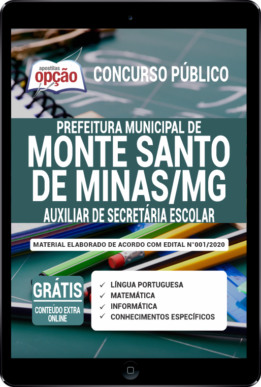 Apostila Prefeitura  de Monte Santo de Minas- MG PDF - Aux de Secretaria