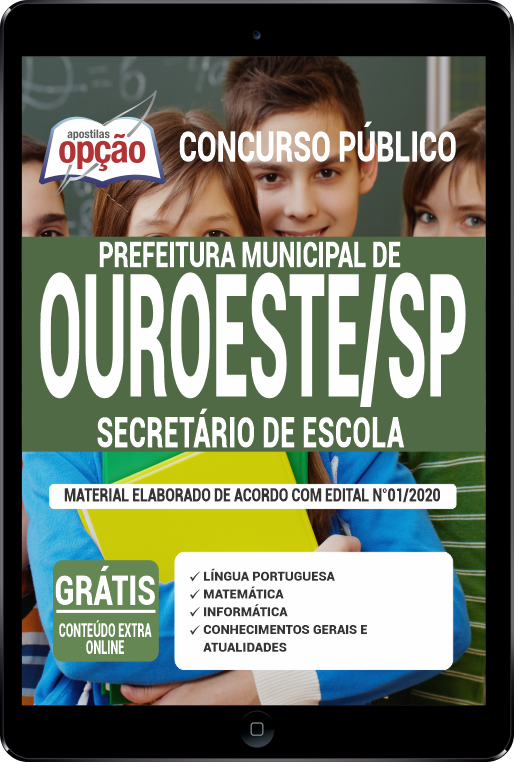 Apostila Prefeitura  de Ouroeste - SP em PDF - Secretário de Escola