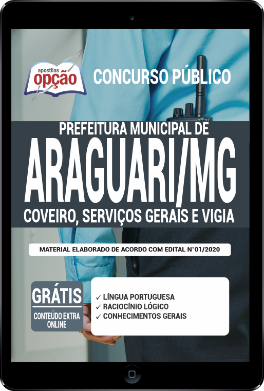 Apostila Prefeitura  de Araguari - MG em PDF - Coveiro, Serv Gerais e Vigia