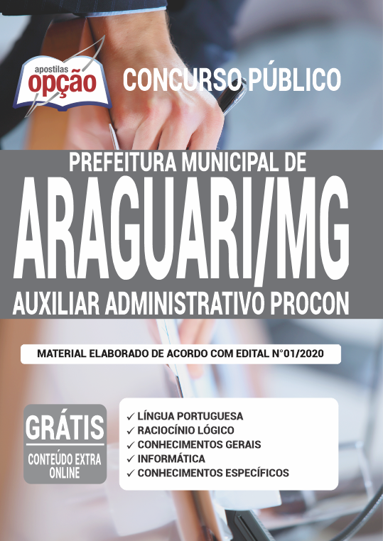 Apostila Prefeitura  de Araguari - MG - Auxiliar Administrativo PROCON