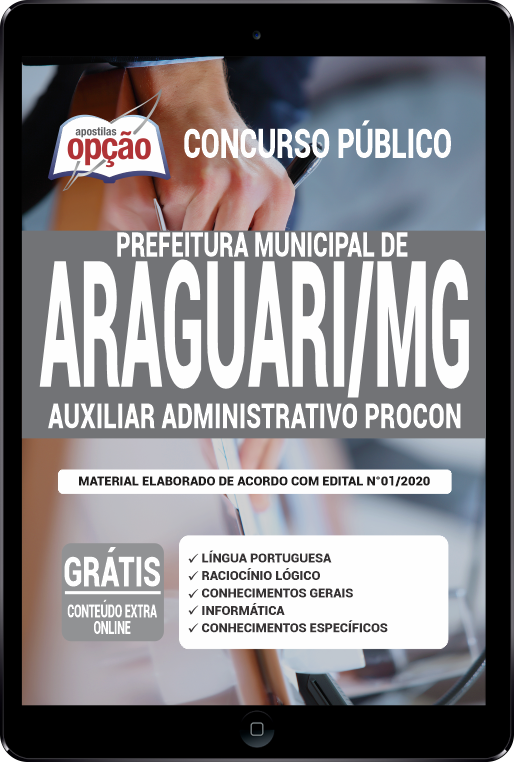 Apostila Prefeitura  de Araguari - MG em PDF - Auxiliar Adm PROCON