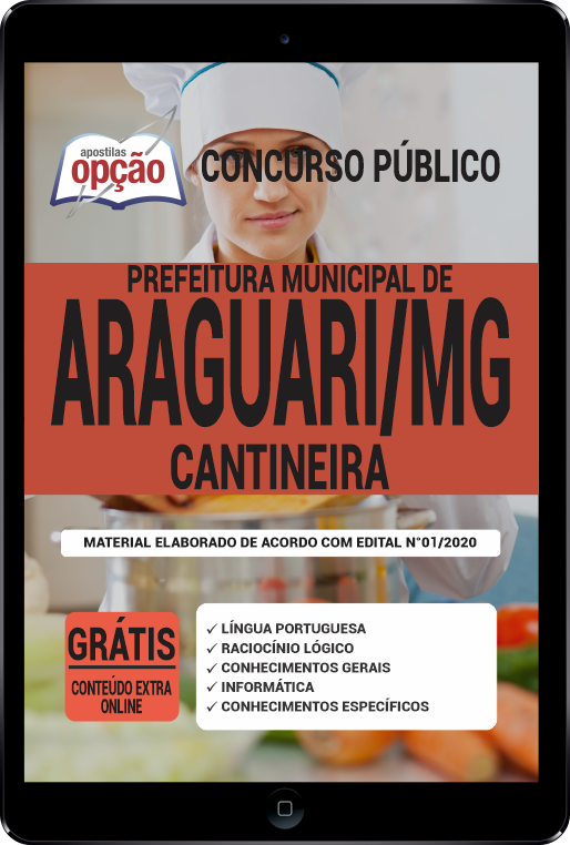 Apostila Prefeitura  de Araguari - MG em PDF - Cantineira