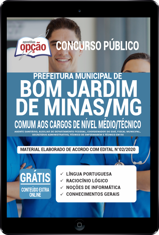 Apostila Prefeitura  de Bom Jardim de Minas - MG em PDF Médio e Técnico