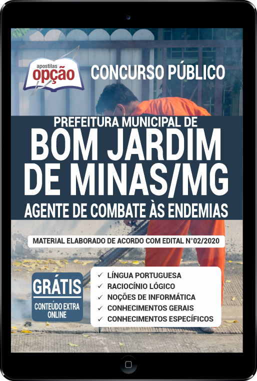 Apostila Prefeitura  de Bom Jardim de Minas - MG em PDF Agente Endemias