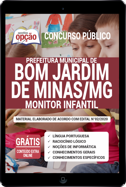 Apostila Prefeitura  de Bom Jardim de Minas - MG em PDF Monitor Infantil