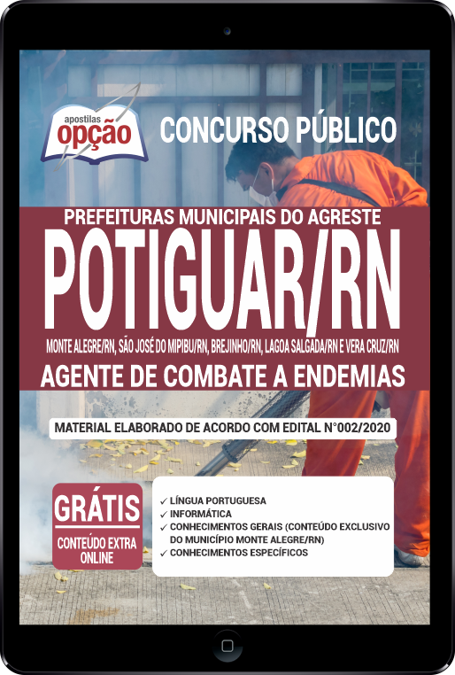 Apostila Prefeitura  do Agreste Potiguar - RN em PDF - Agt Endemias