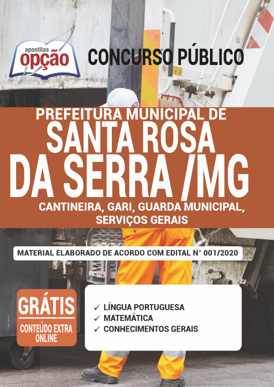 Apostila Prefeitura  de Santa Rosa da Serra - MG - Cantineira, Gari, etc