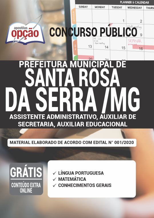 Apostila Prefeitura  de Santa Rosa da Serra- MG - Assistente Adm