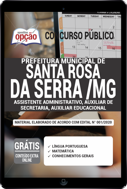 Apostila Prefeitura  de Santa Rosa da Serra - MG PDF - Assistente Adm